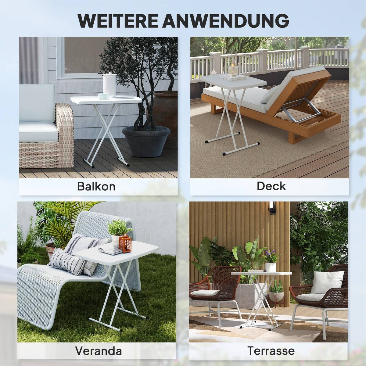 Outsunny Couchtisch weiß Kunststoff B/H/L: ca. 50x74x76 cm