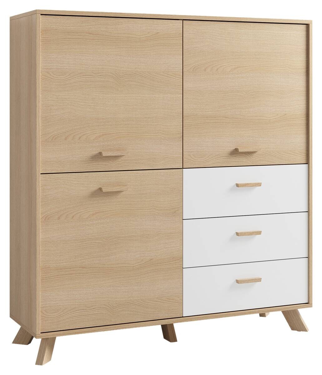 Highboard BASTIAN Eiche weiß B/H/T: ca. 120x131x36,5 cm