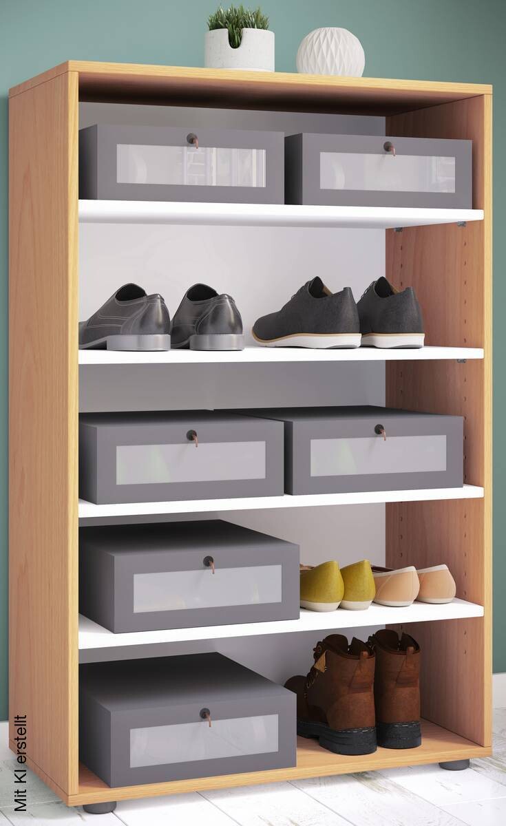 Schuhregal Lona buche Nachbildung weiß B/H/T: ca. 70x110x37 cm
