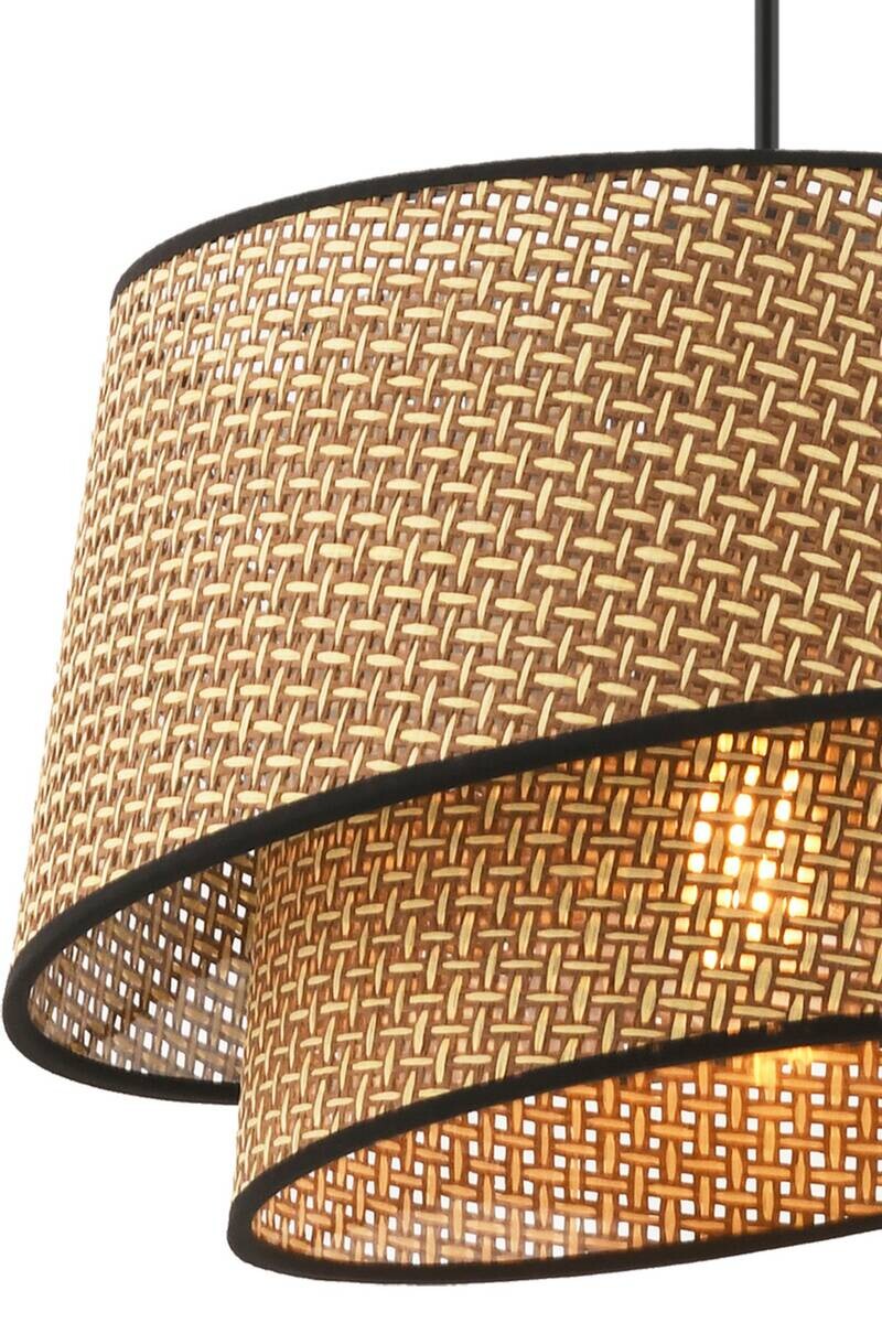 Opviq Pendelleuchte Barette schwarz beige Stoff Metall B/H/L: ca. 32x65x32 cm E27 1 Brennstellen