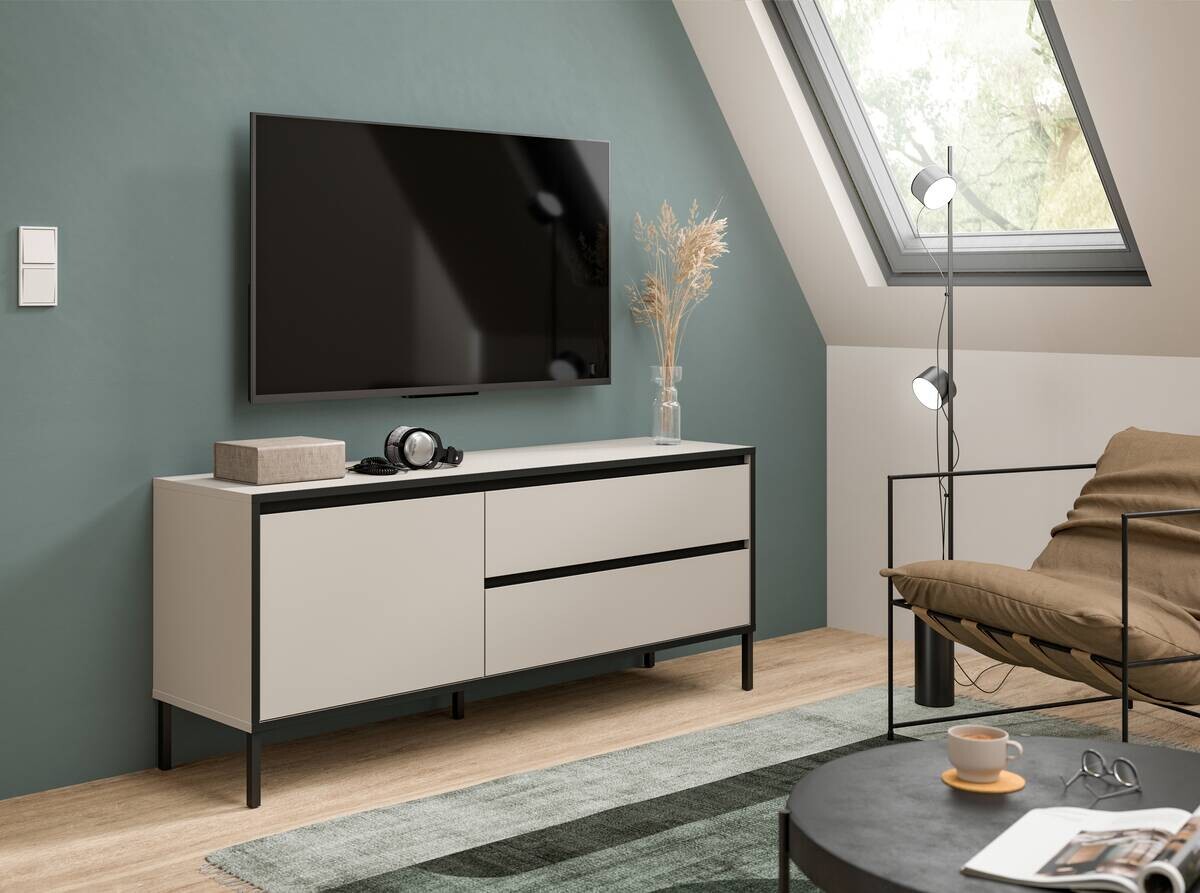 Lowboard Tron Kaschmirgrau Nachbildung schwarz B/H/T: ca. 150x62x38 cm