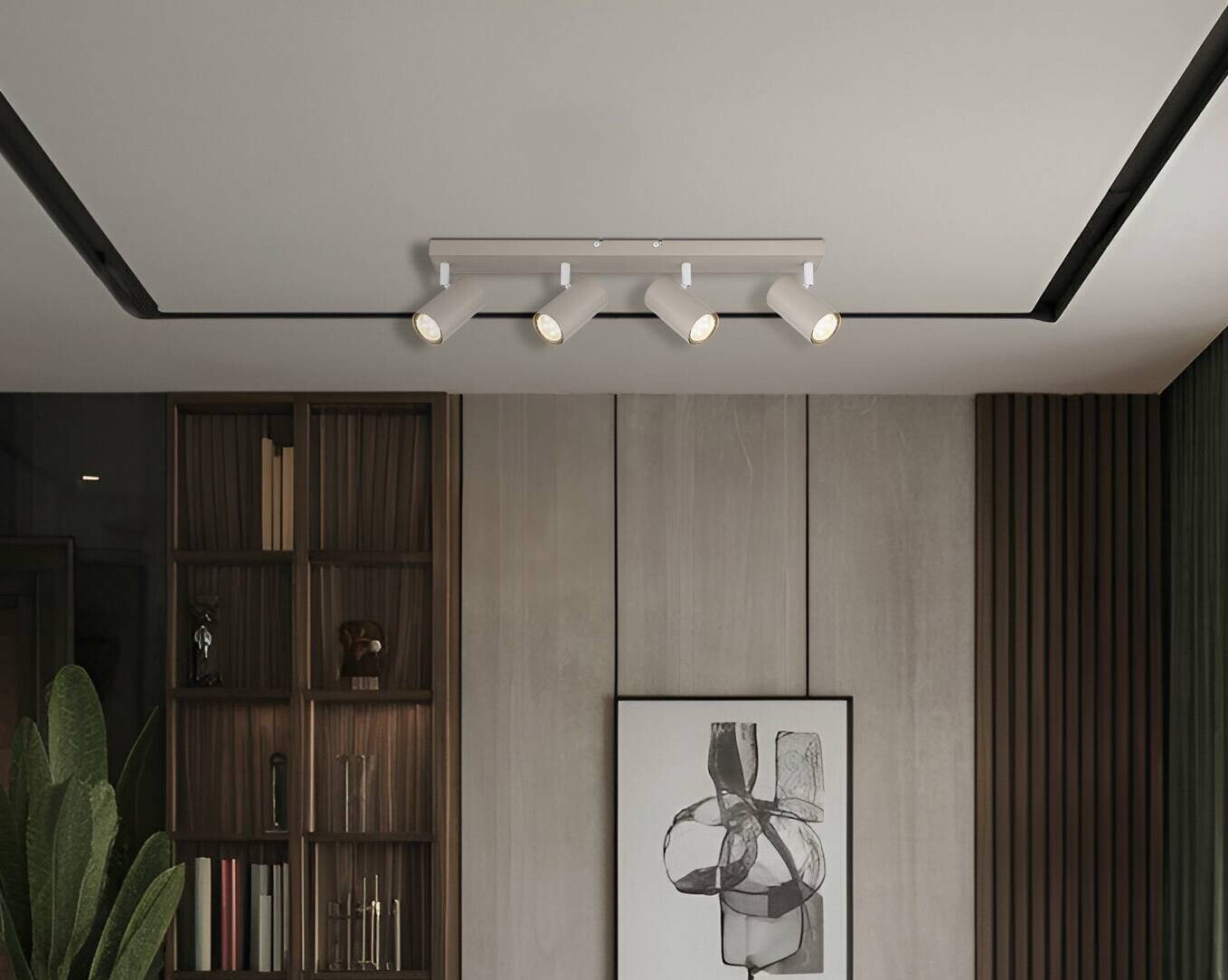 GLOBO Spot sand weiß Metall B/H/L: ca. 56x6x12 cm GU10 4 Brennstellen