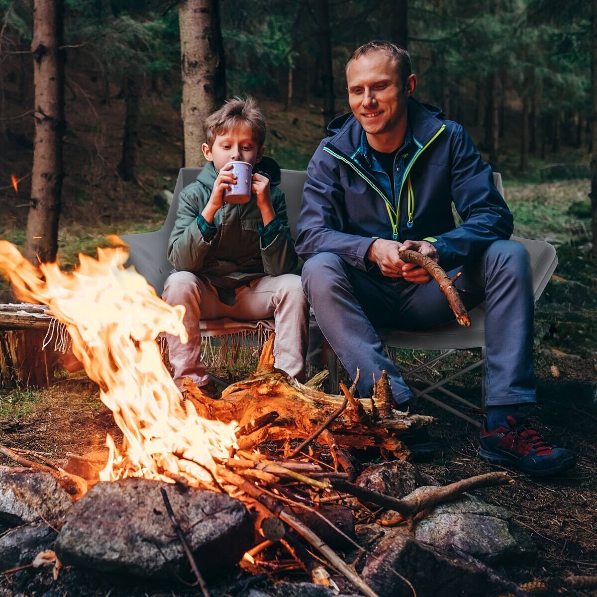 Outsunny Campingstuhl grau Metall B/H/L: ca. 57x95x120 cm