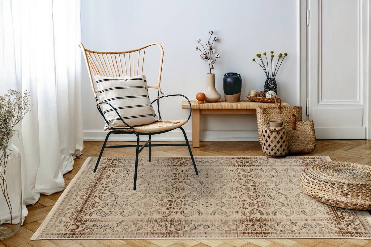 Kayoom Kurzflorteppich Charin 625 beige B/H/L: ca. 160x0,35x230 cm