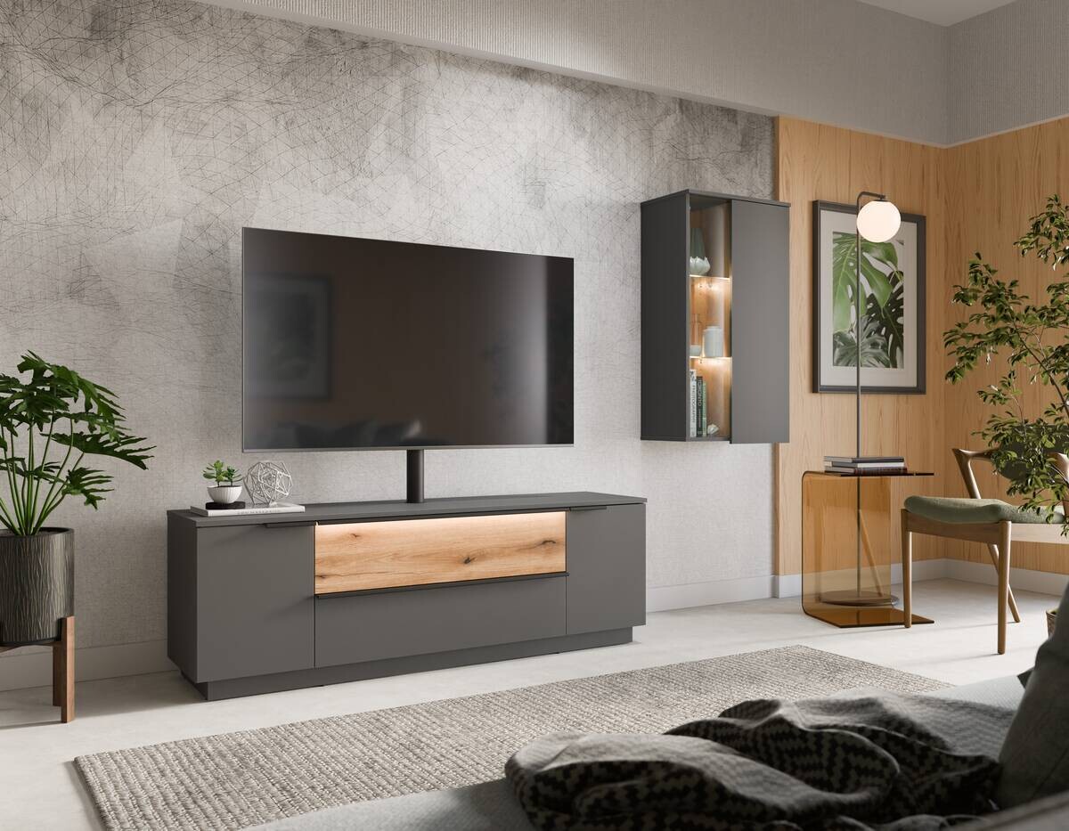 Hängevitrine Neo Eiche Evoke Oak Nachbildung anthrazit B/H/T: ca. 55x101x32 cm