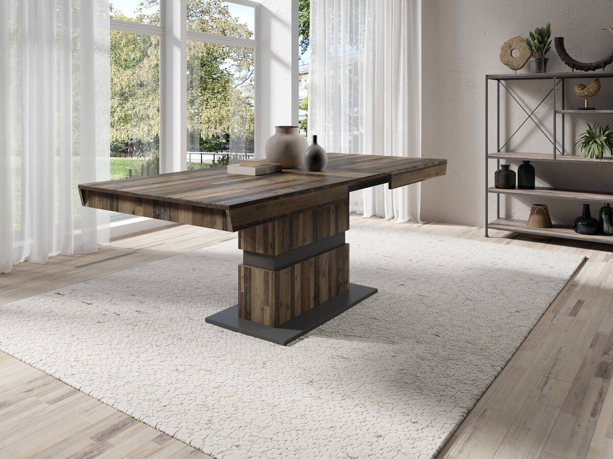 Tisch MATTHEW Eiche Old Wood Nachbildung anthrazit B/H/T: ca. 160x75x90 cm