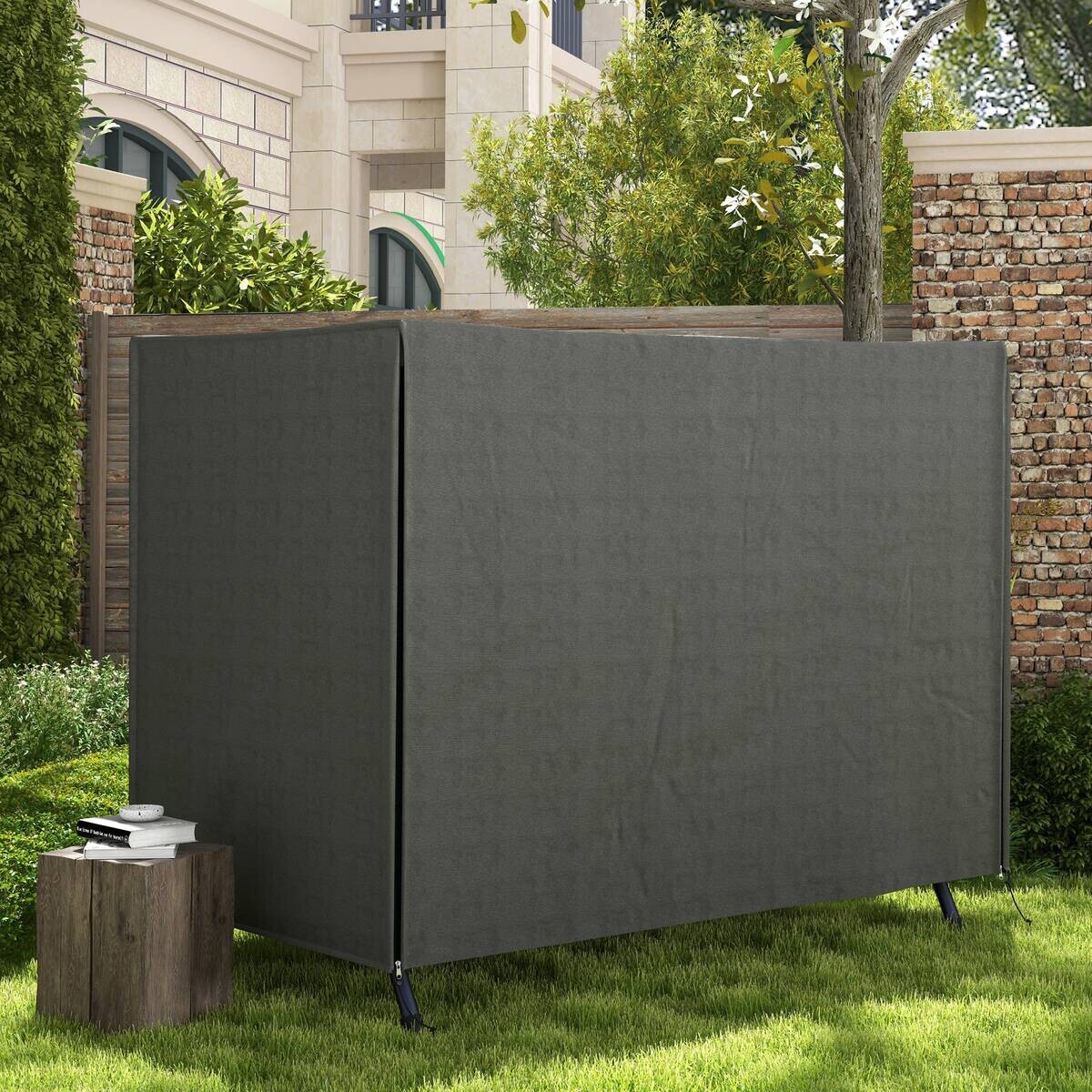 Outsunny Abdeckplane dunkelgrau Polyester B/H/L: ca. 124x164x205 cm