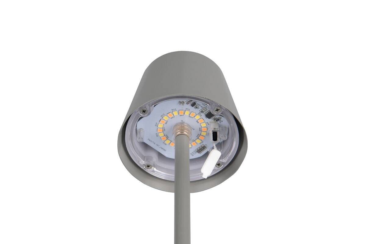 Reality LED Tischleuchte DIAZ grau Metall H: ca. 21 cm 1 Brennstellen