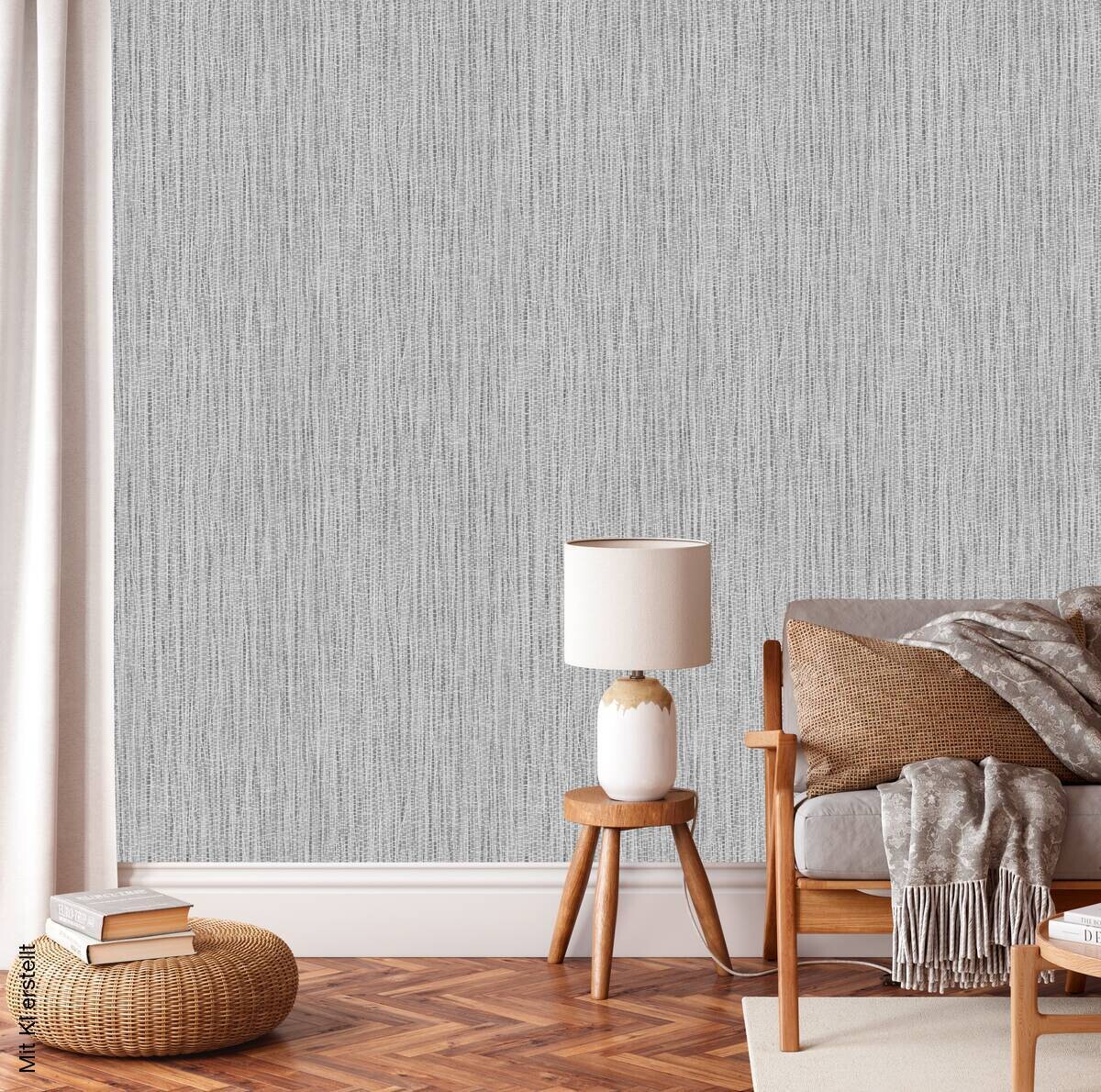 Vliestapete Textiloptik grau B/L: ca. 53x1005 cm