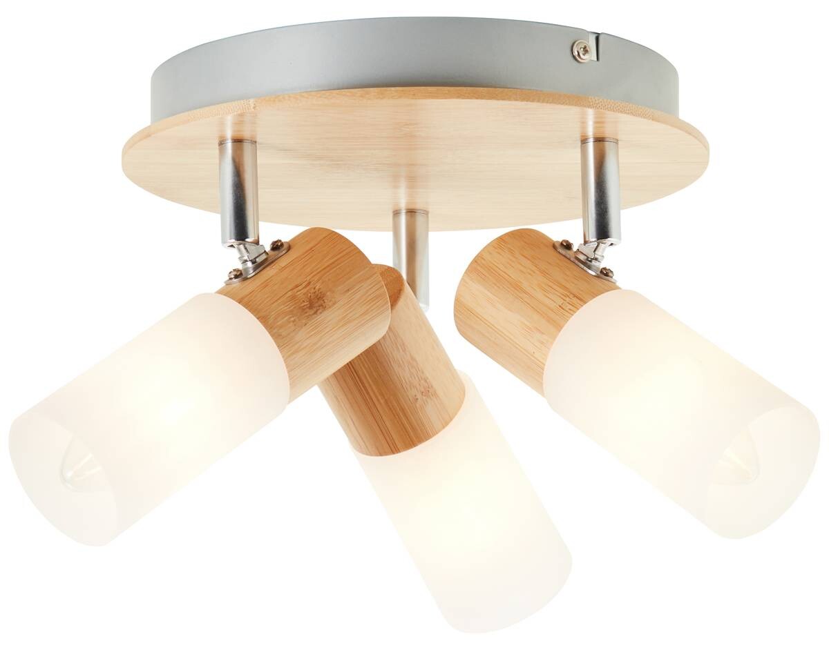 Brilliant Spot Babsan 51434/50 natur weiß Holz Metall B/H/T/D: ca. 20x11,5x18x20 cm 3 Brennstellen