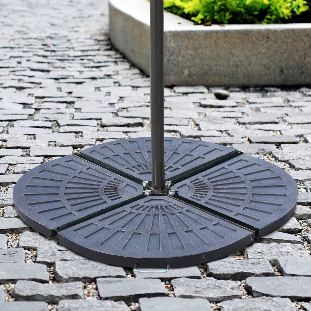 Outsunny Platten-Schirmständer mit Handgriff bronze Metall B/H/L: ca. 47x4,2x66 cm