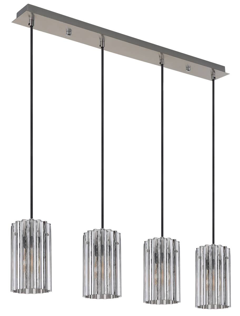 GLOBO Pendelleuchte nickel matt klar Glas Metall B/H/T: ca. 11,5x120x80 cm E27 4 Brennstellen