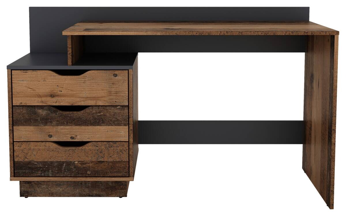 Schreibtisch BELFAST Eiche Old Wood Nachbildung anthrazit B/H/T: ca. 138x83,5x51,5 cm
