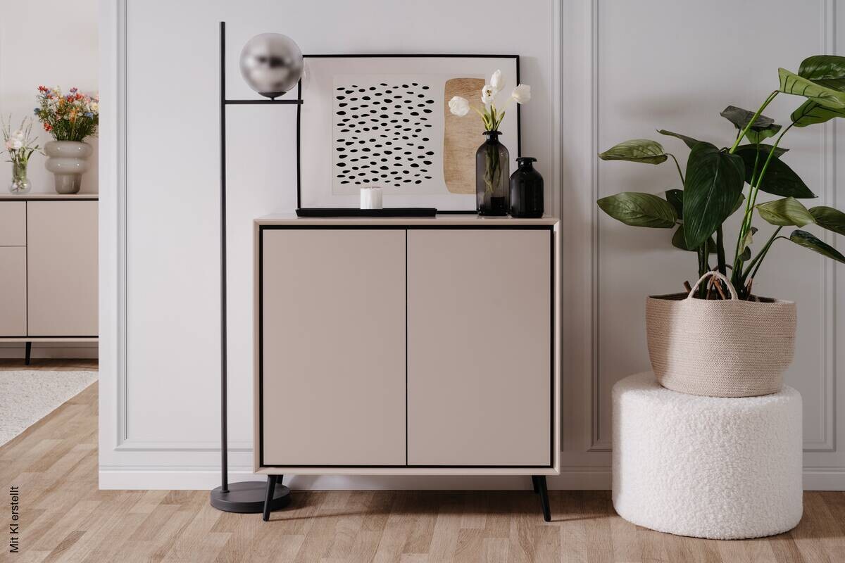Kommode Arona sand schwarz B/H/T: ca. 90x90x38 cm