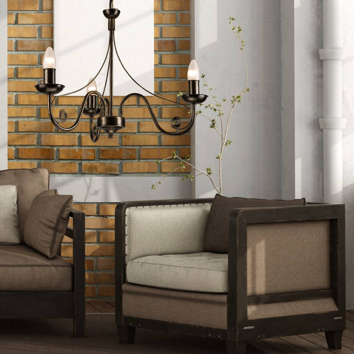 Lamkur Pendelleuchte DONATO 22444 schwarz Stahl H/L: ca. 72x45 cm E14 3 Brennstellen