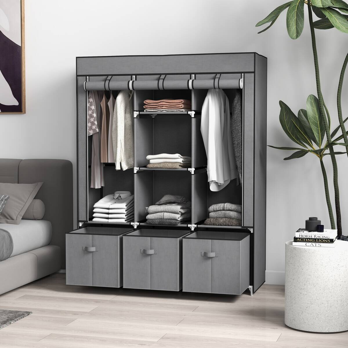 HOMCOM Kleiderschrank dunkelgrau Polypropylen B/H/L: ca. 43x125x162,5 cm