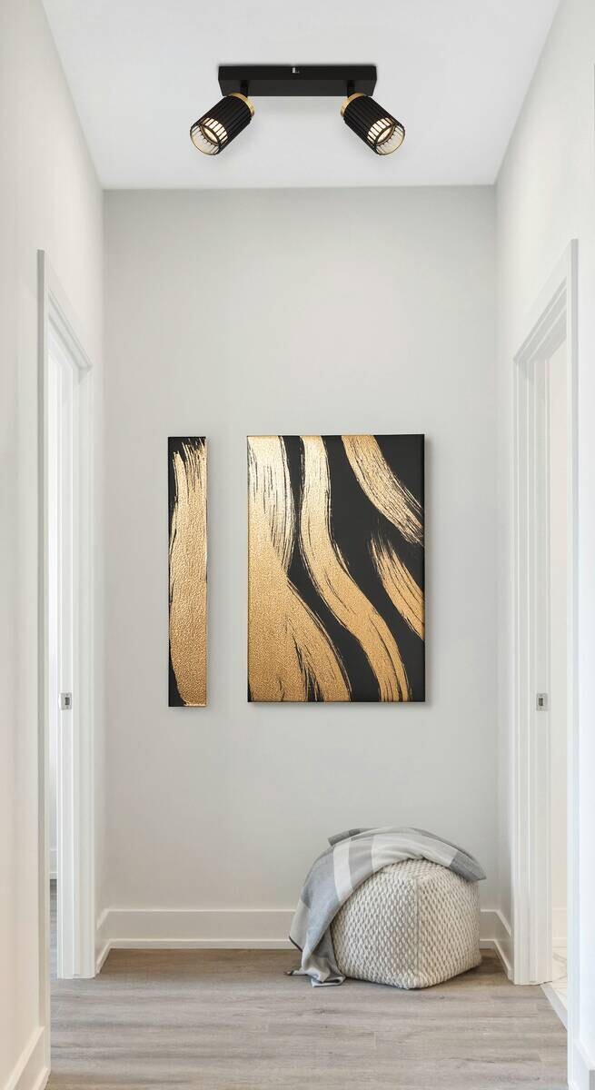 GLOBO Strahler mattschwarz Aluminium Metall B/H/T/L: ca. 12,5x15,5x26x26 cm GU10 2 Brennstellen