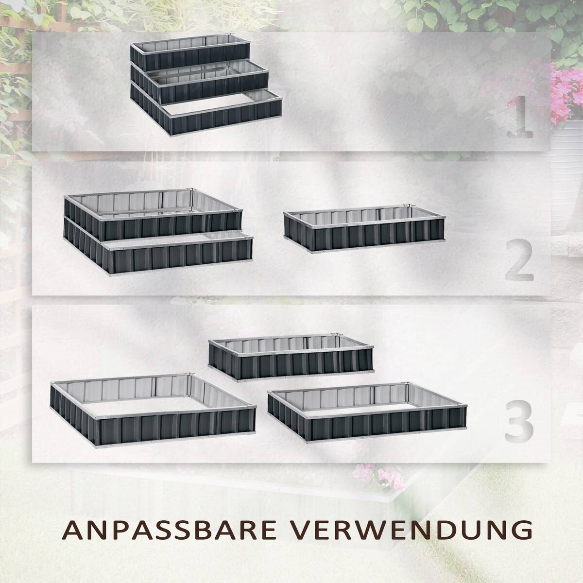 Outsunny Hochbeet dunkelgrau B/H/L: ca. 118x62x118 cm