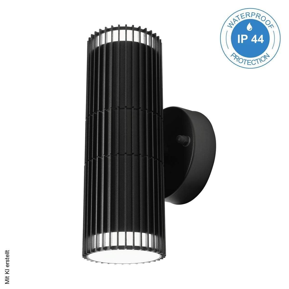 Lamkur Wandleuchte schwarz Stahl B/H/L: ca. 10x49,5x10 cm GU10 2 Brennstellen