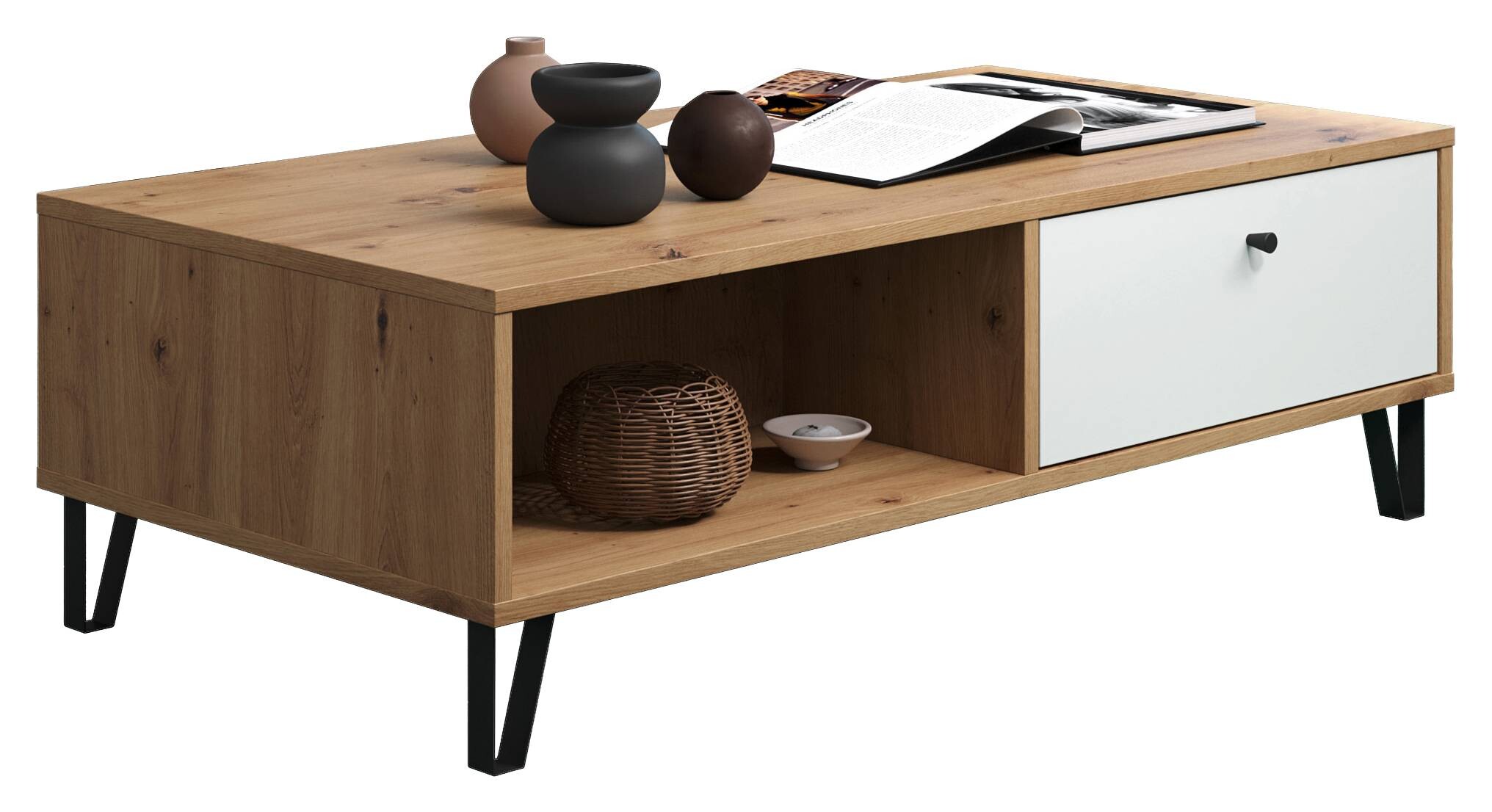 Trendteam TV-Lowboard Touch Eiche Artisan weiß B/H/T: ca. 110x37x60 cm