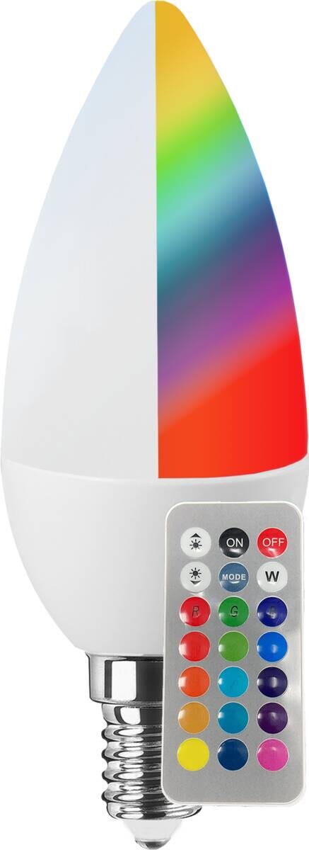 Blulaxa LED-Leuchtmittel Kerze RGB + CW dimmbar mit Fernbedienung 51174 E14