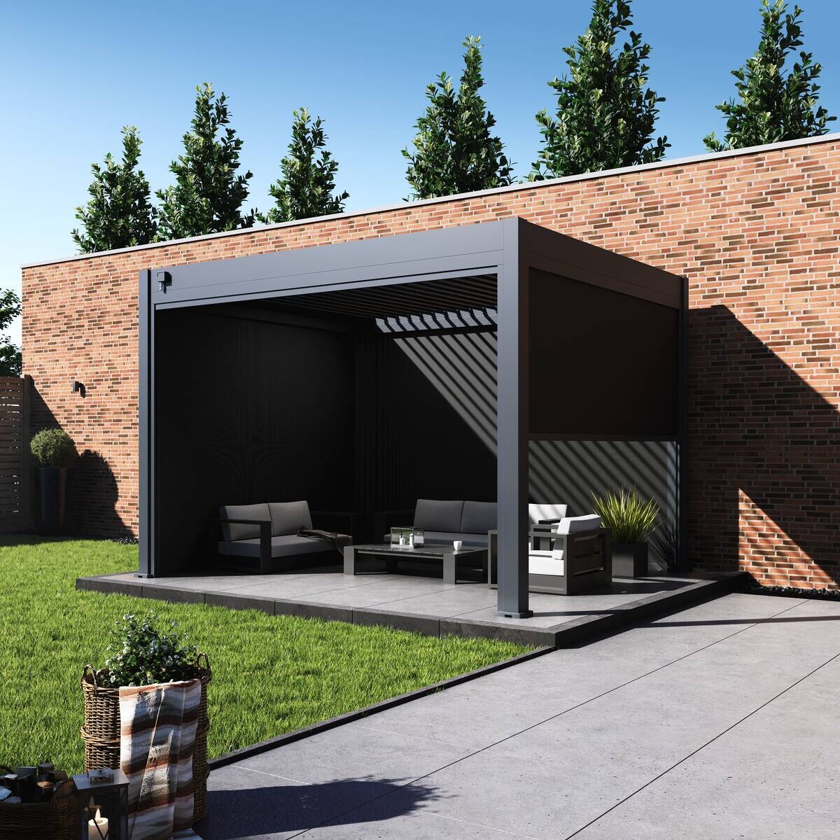 Paragon Outdoor Seitenteil für Pergola Grand Tuscan grau Kunststoff B/H: ca. 340x237 cm