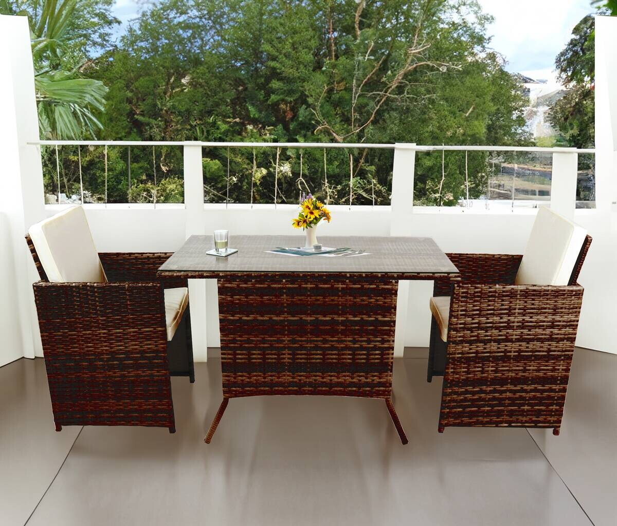 VCM Gartensitzgruppe Raloso braun Glas B/H/L: ca. 114x86x64 cm