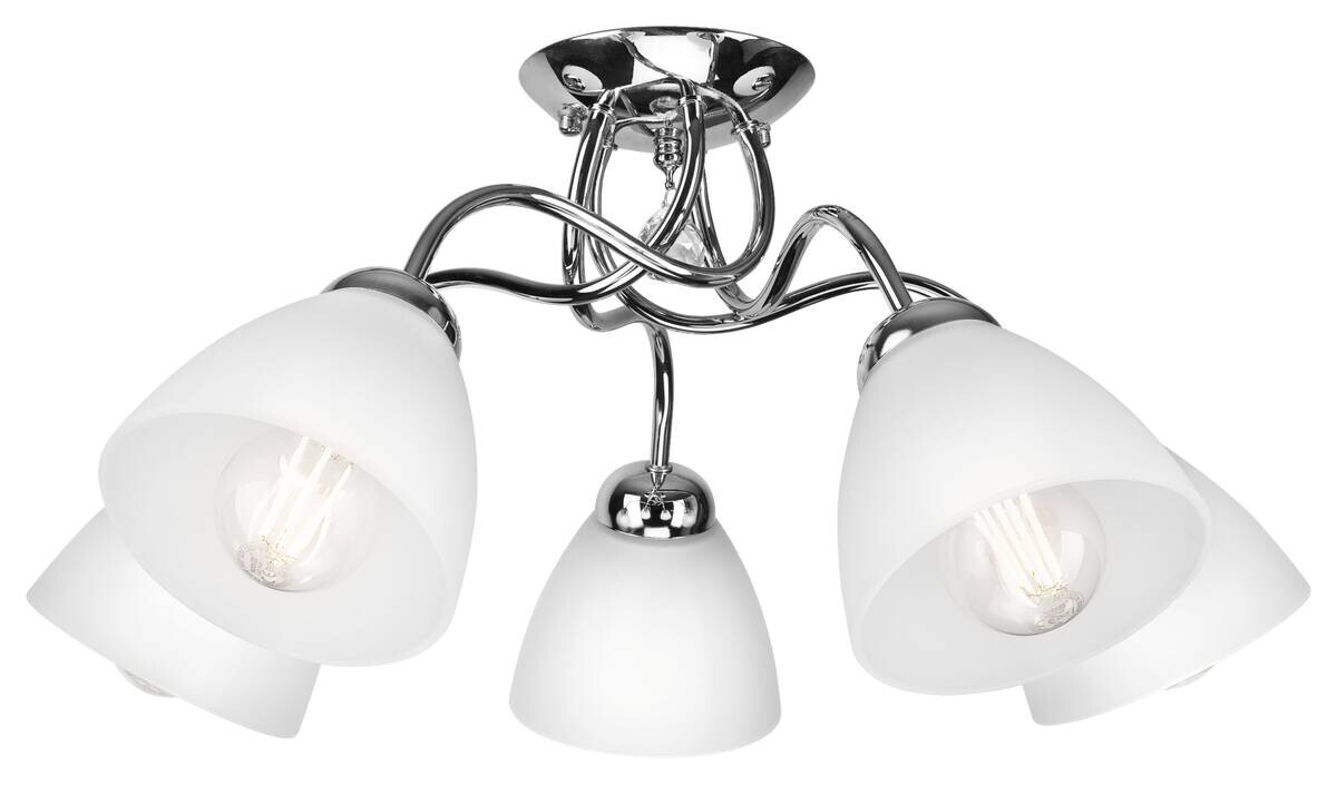 Lamkur Deckenleuchte Miranda Chrom Glas Metall H/L: ca. 31x60 cm E27 5 Brennstellen