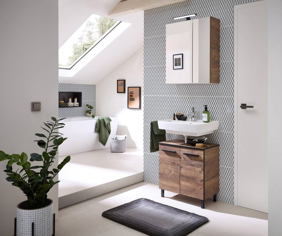 Badezimmer-Set Quickset 374 Eiche Ribeck Nachbildung B/H/T: ca. 60x200x33 cm