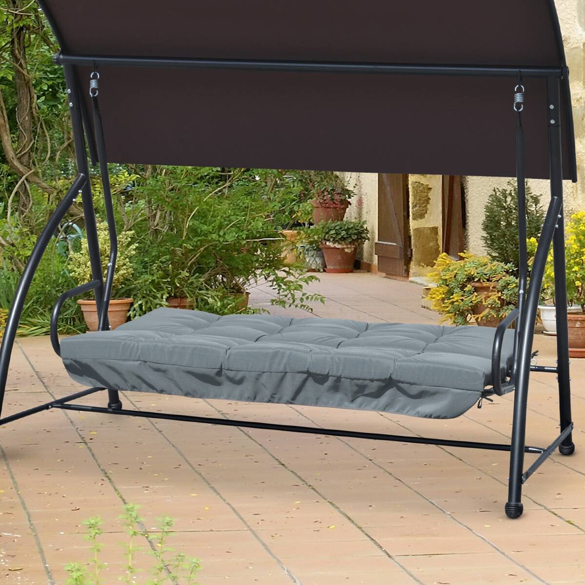 Outsunny Sitzkissen dunkelgrau Schaumstoff B/H/L: ca. 100x8x170 cm