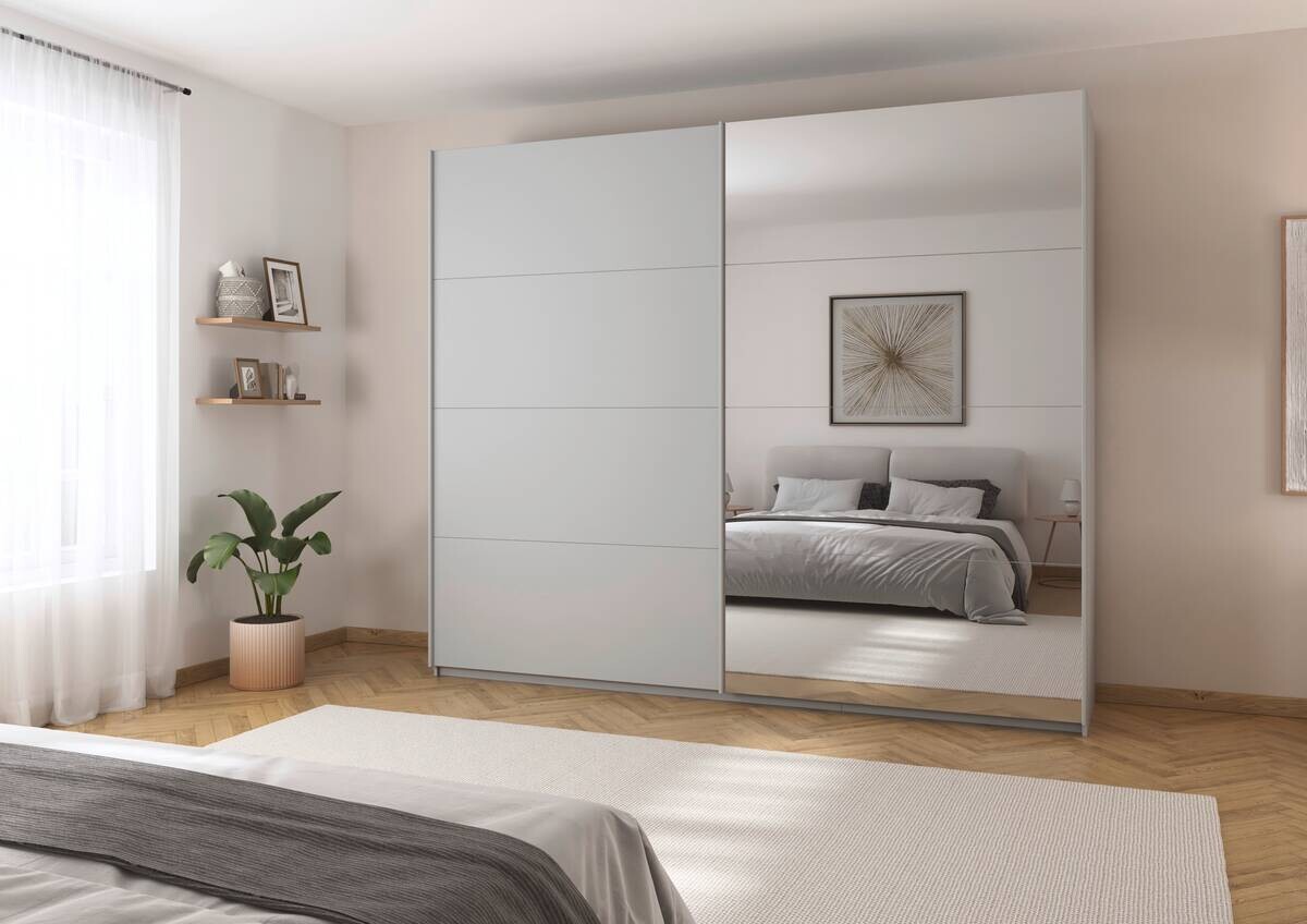 Schwebetürenschrank Quadra Seidengrau B/H/T: ca. 270x229x62 cm