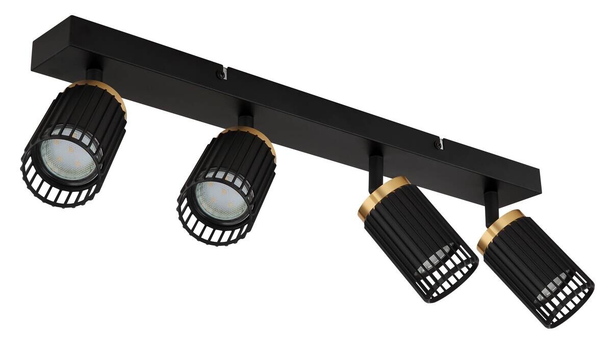 GLOBO Strahler mattschwarz Aluminium Metall B/H/T/L: ca. 12,5x15,5x53x53 cm GU10 4 Brennstellen