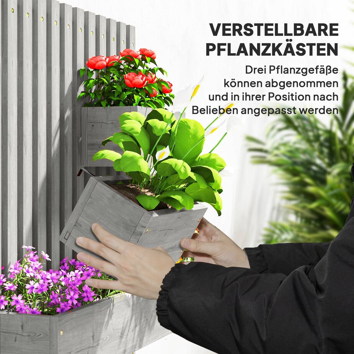 Outsunny Hochbeet grau B/H/T/L: ca. 16x80x16x60 cm