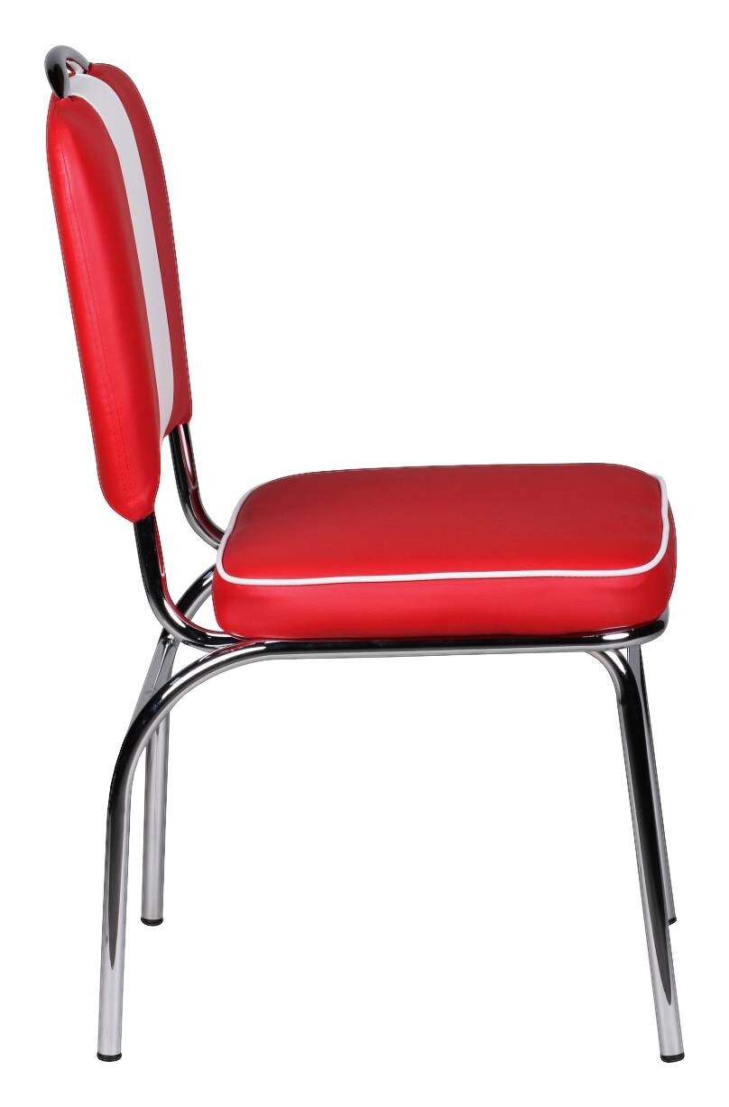 Stuhl rot weiß Kunstleder B/H/T: ca. 47x90x45 cm