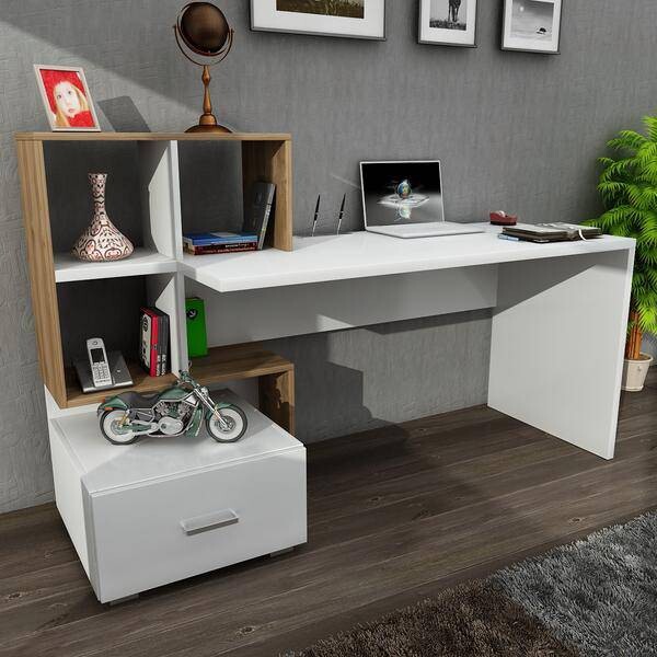 Schreibtisch Bloom weiß walnuss Nachbildung B/H/T: ca. 120x73x60 cm