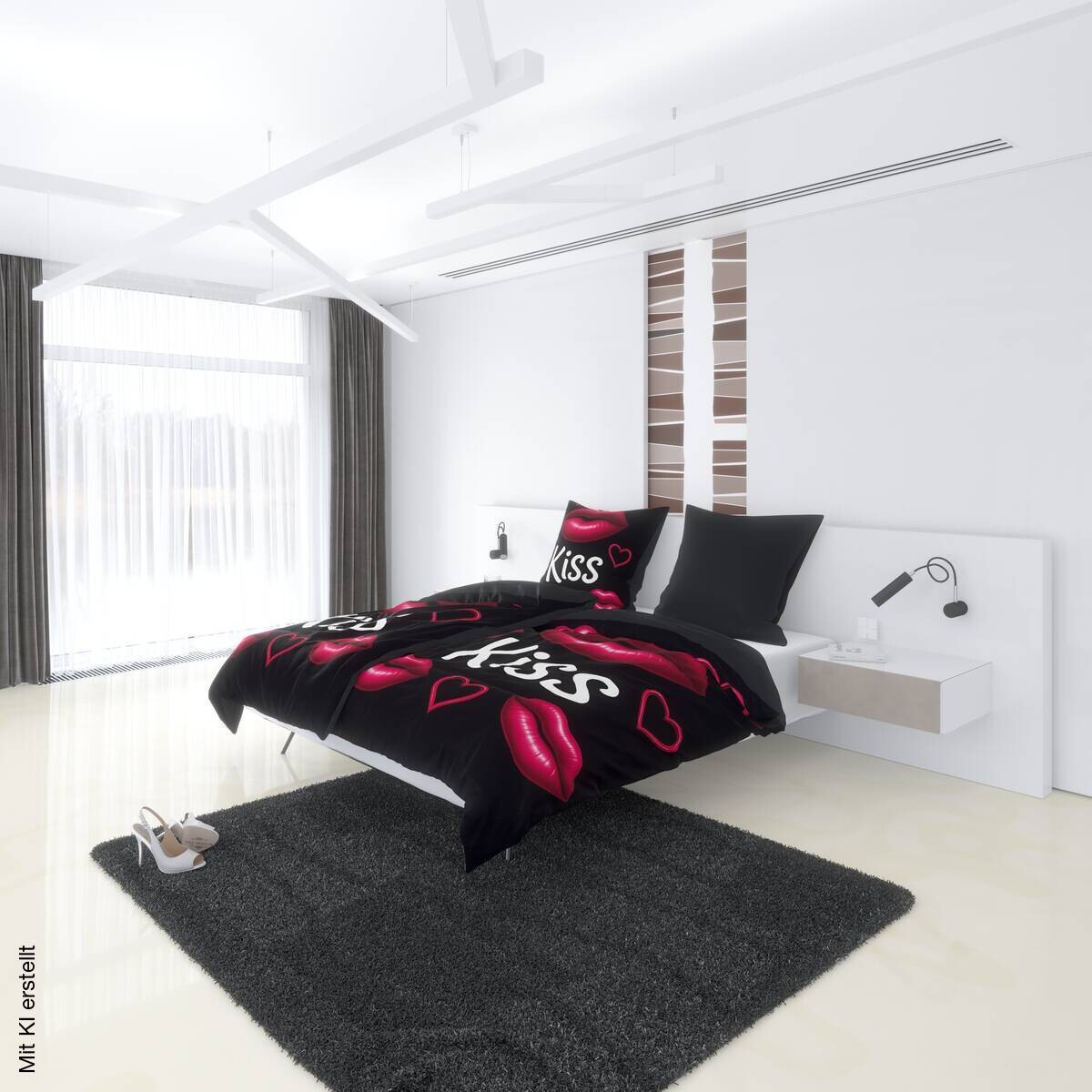 Microfaser Bettwäsche rot 100% Polyester B/L: ca. 135x200 cm