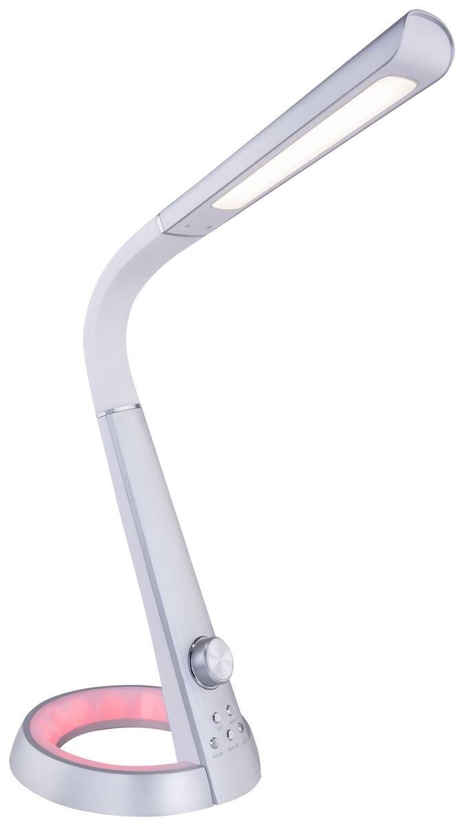 GLOBO Tischleuchte 58376S silber weiß Kunststoff Metall B/H/T: ca. 34x64x18 cm 1 Brennstellen