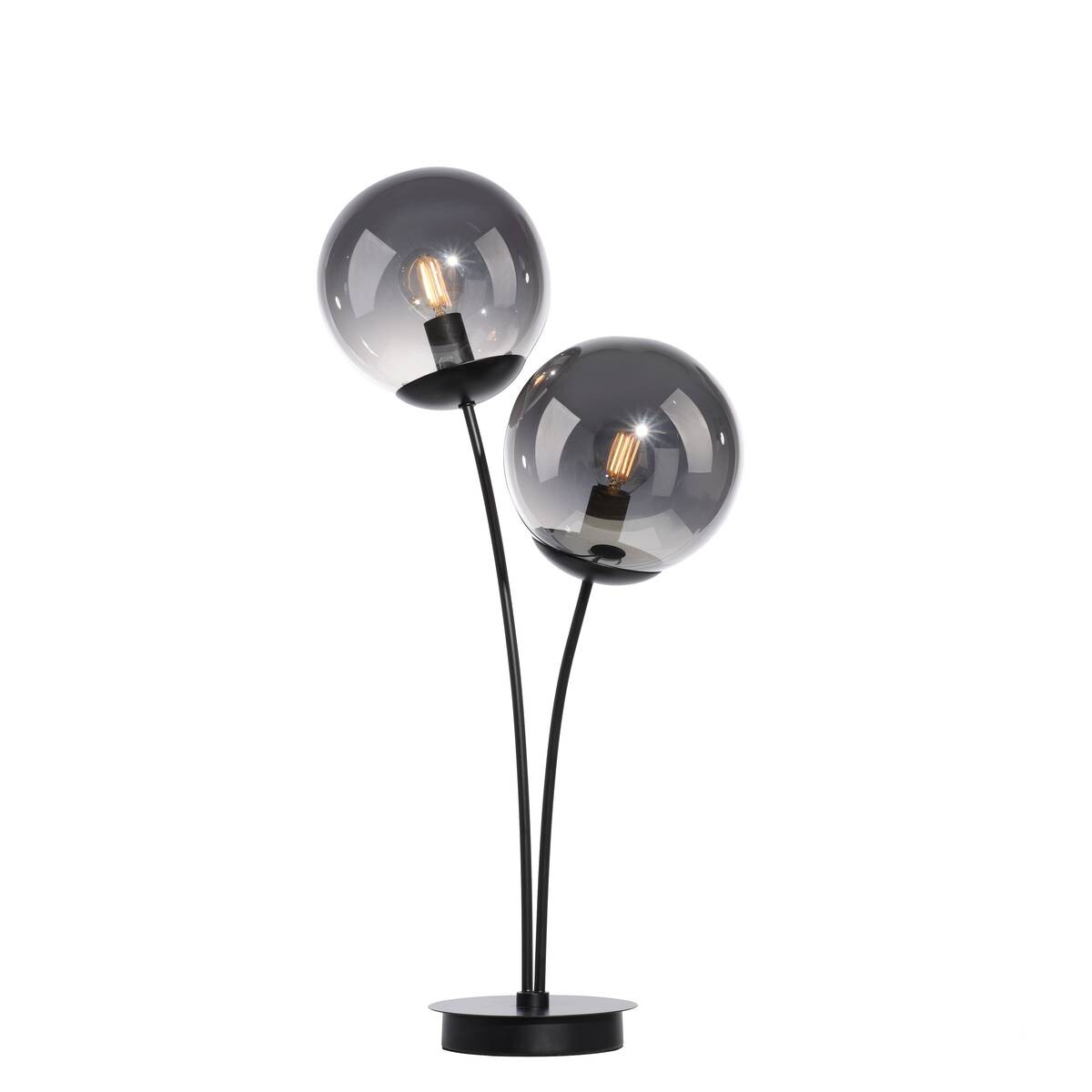 Just Light Tischleuchte BIG WIDOW 14605-18 schwarz Rauchglas Metall B/H: ca. 33,5x60 cm E14 2 Brennstellen