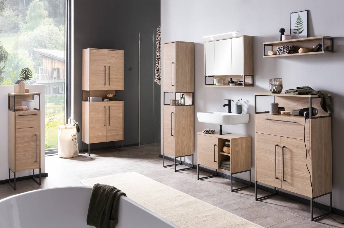 Spiegelschrank Limone Eiche hell Nachbildung B/H/T: ca. 70x66,1x16 cm