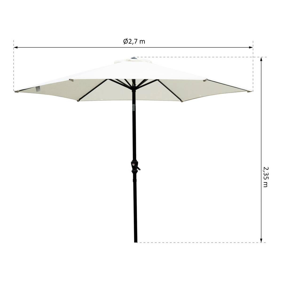 Outsunny Sonnenschirm beige Aluminium B/H/L/S/D: ca. 260x235x260x3,8x270 cm