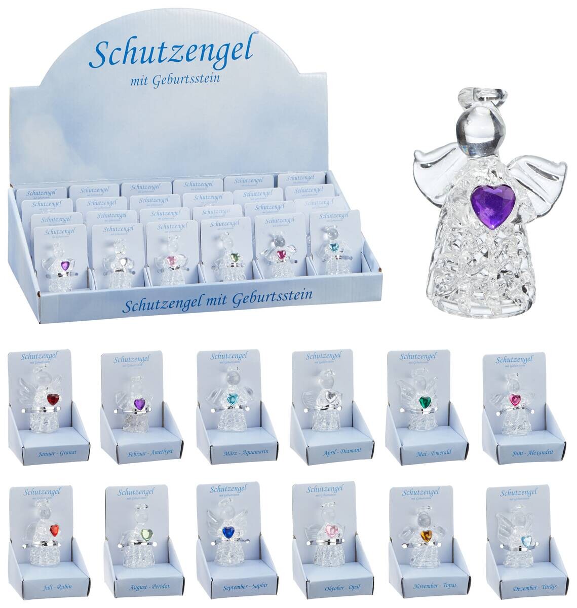 Deko-Engel sortiert Glas B/H/L: ca. 3x4,5x2 cm