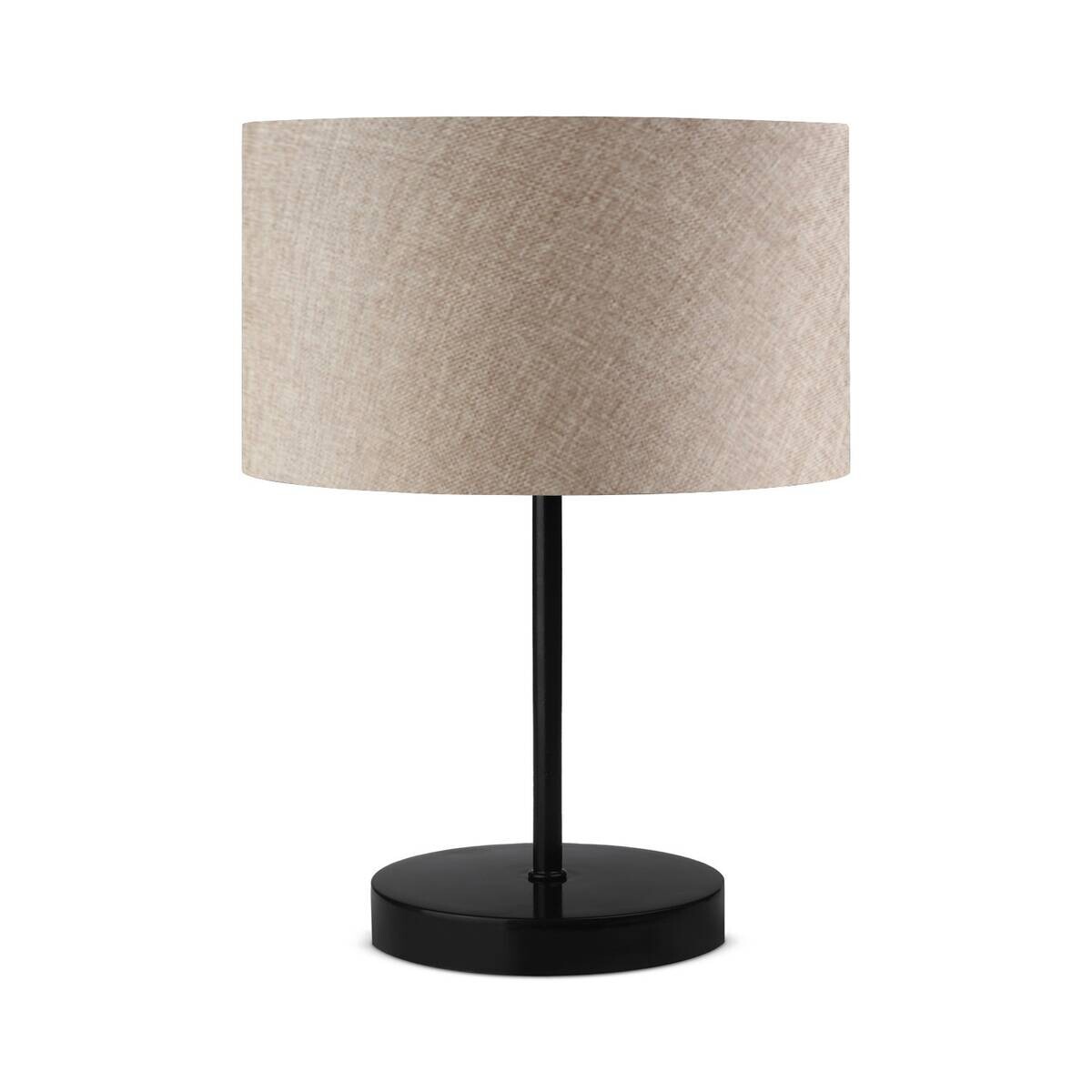 Tischleuchte schwarz beige PVC Metall B/H/T/L: ca. 24x37x24x15 cm E27 1 Brennstellen