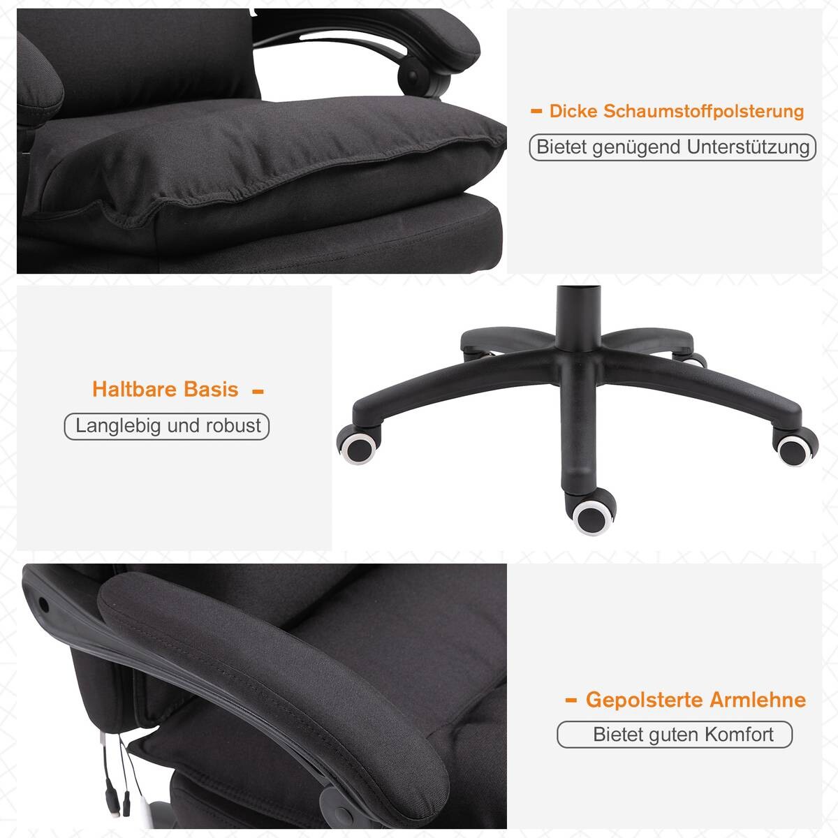 Vinsetto Massagestuhl MH02-0758 schwarz Schaumstoff Nylon