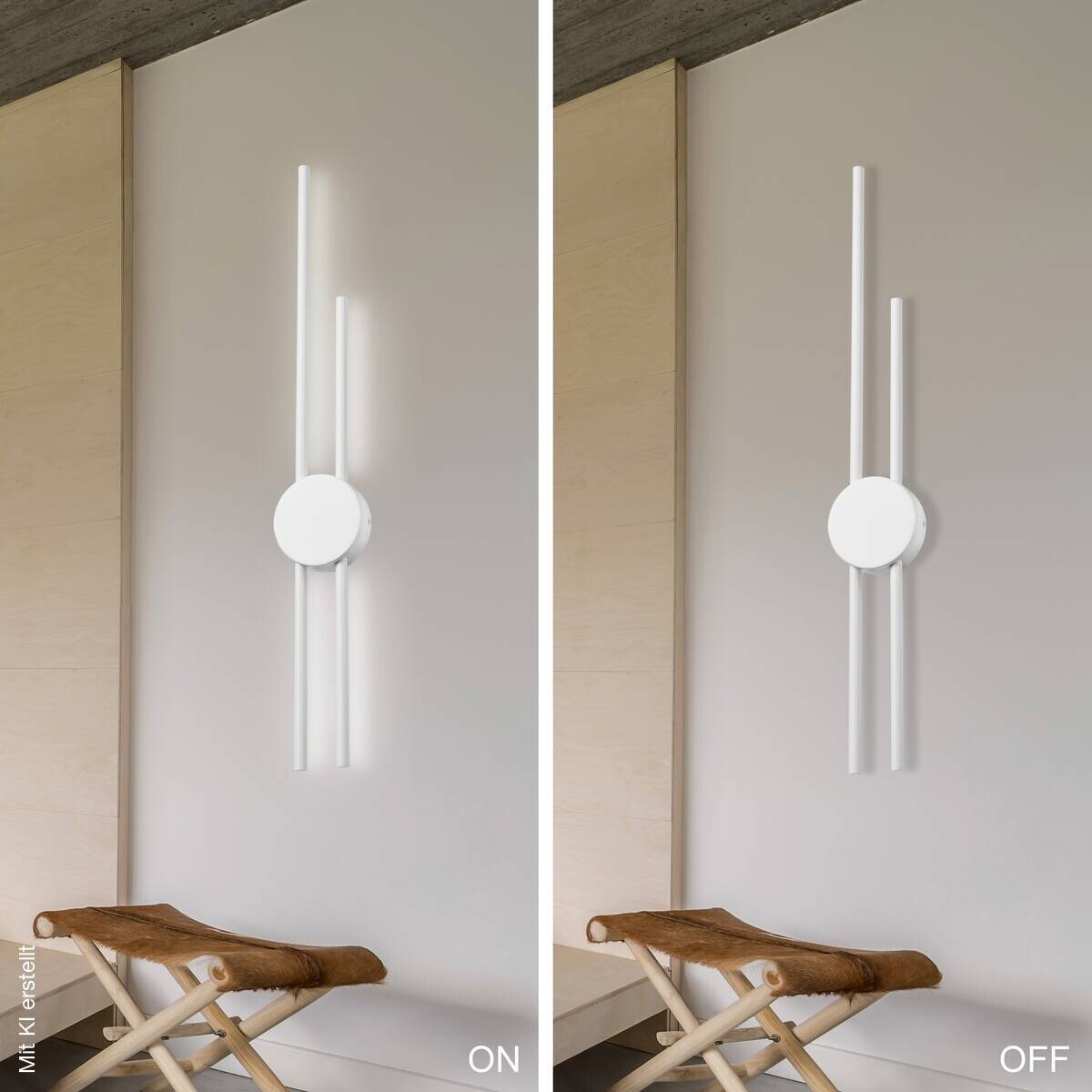 Lamkur LED-Wandleuchte weiß PVC Holz B/H/L: ca. 12x80x12 cm