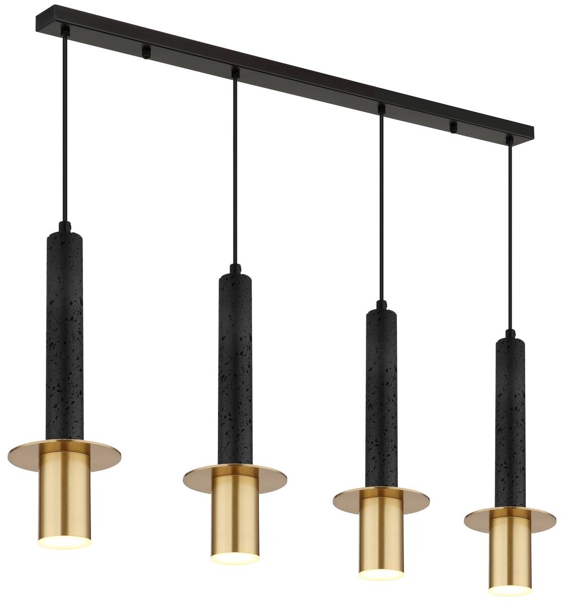 GLOBO Pendelleuchte messing schwarz Metall B/H/L: ca. 12x130x87 cm GU10 4 Brennstellen