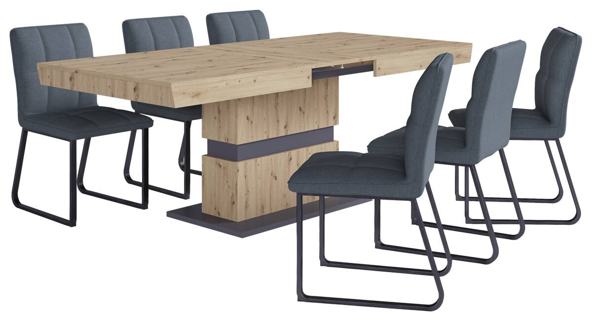 Stuhl TALEA 2er-Set dunkelgrau schwarz Webstoff Metall B/H/T: ca. 46x86x55 cm