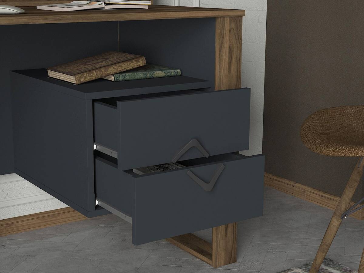 Schreibtisch Bumerang walnuss Nachbildung anthrazit B/H/T: ca. 120x114x60 cm