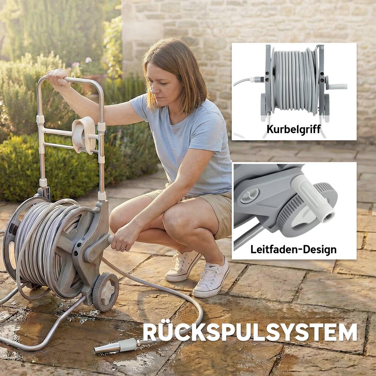 Outsunny Schlauchwagen grau B/H/T/L: ca. 44x78x44x45 cm