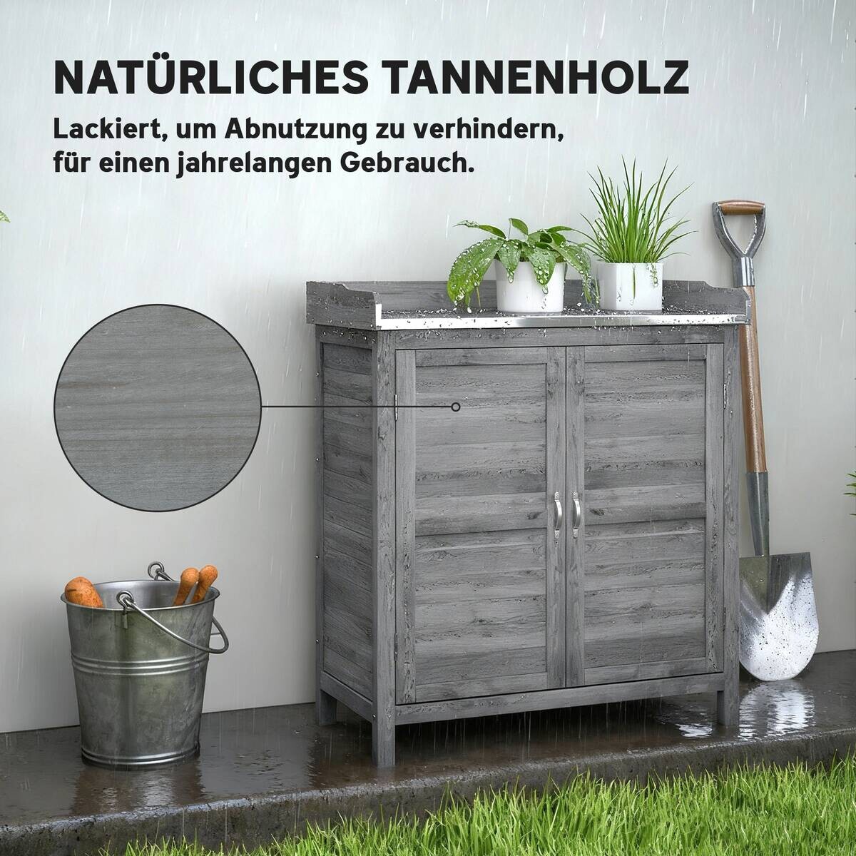 Outsunny Gartenschrank grau B/H/T/L: ca. 40x92x40x83 cm