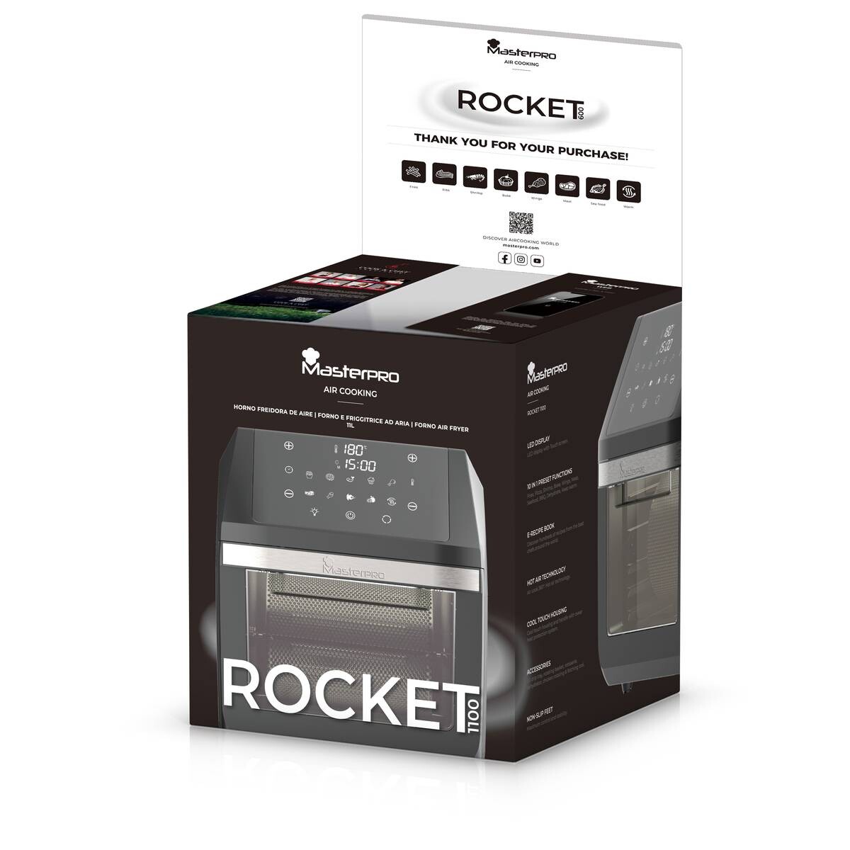 MASTERPRO Heißluftfritteuse BGMP-9310 Rocket schwarz Kunststoff B/H/T: ca. 37,5x43x37,5 cm ca. 11 l